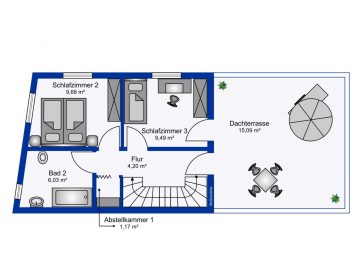 Grundstück mit Baugenehmigung in Kendenich - Planung Obergeschoss