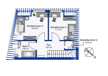 Grundstück mit Baugenehmigung in Kendenich - Planung Dachgeschoss